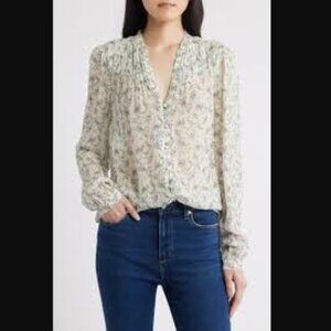 Faherty Organic cotton floral patterned button-down blouse - size M